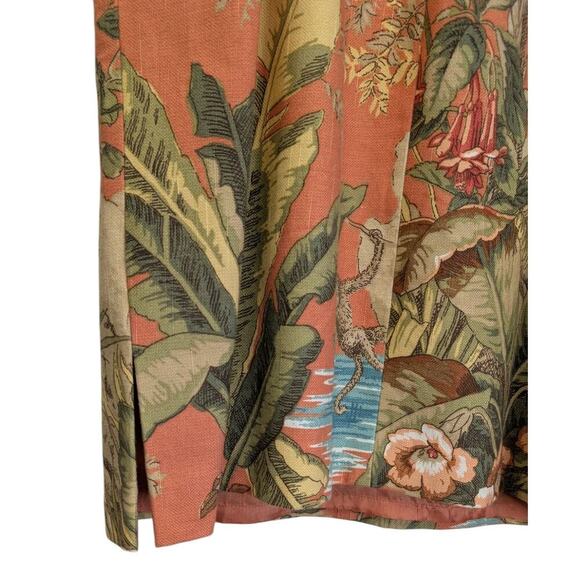 Talbots 12P Orange Tropical Palm Print Hawaaiin Sheath Dress V Neck Seed Beading - Picture 6 of 13